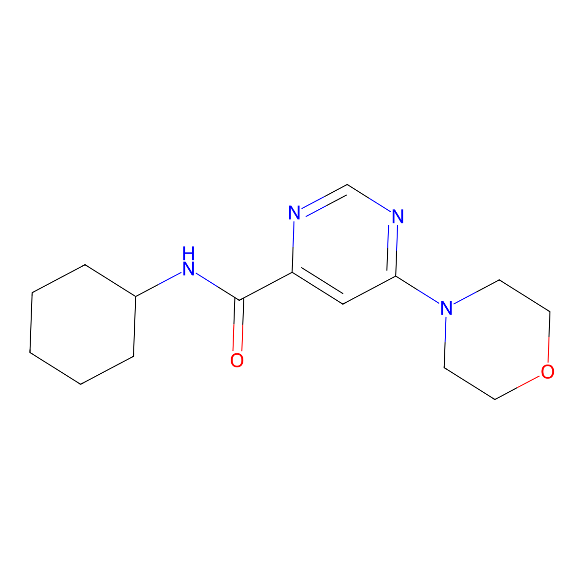 N-cyclohexyl-6-morpholinopyrimidine-4-carboxamide molecular structure, CAS 1898589-24-6