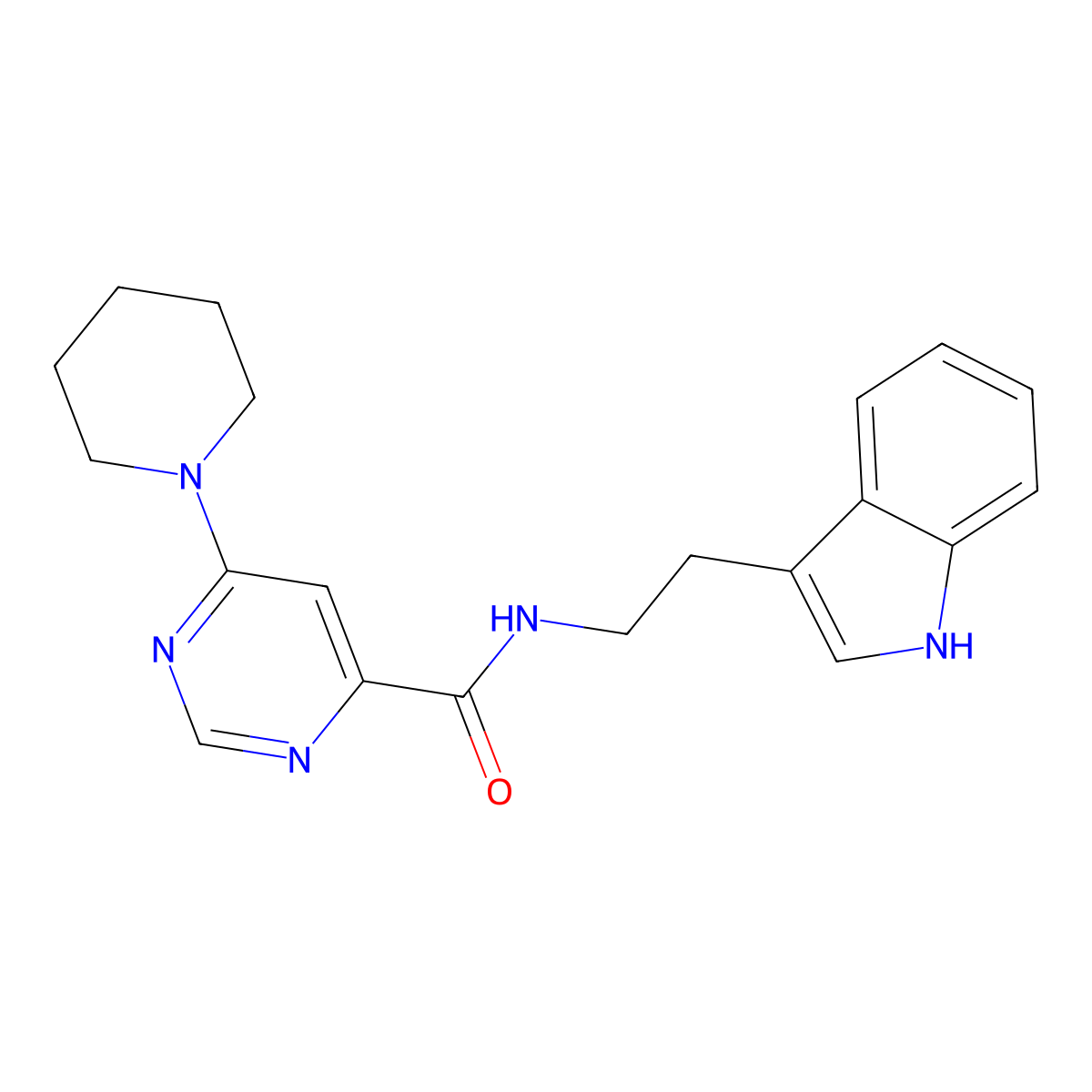 N-(2-(1H-indol-3-yl)ethyl)-6-(piperidin-1-yl)pyrimidine-4-carboxamide molecular structure, CAS 1898589-31-5