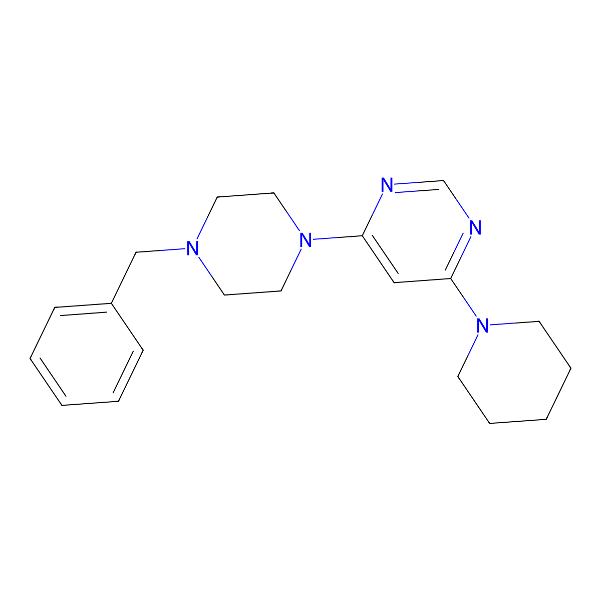 4-(4-Benzylpiperazin-1-yl)-6-(piperidin-1-yl)pyrimidine molecular structure, CAS 1898589-84-8