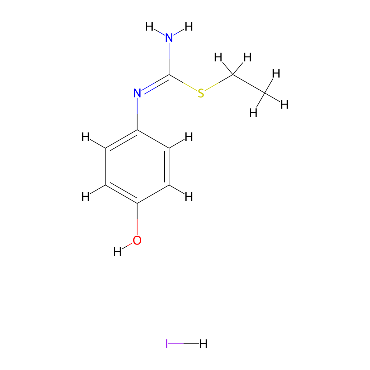 Ethyl (4-hydroxyphenyl)-carbamimidothioate hydroiodide molecular structure, CAS 189869-87-2