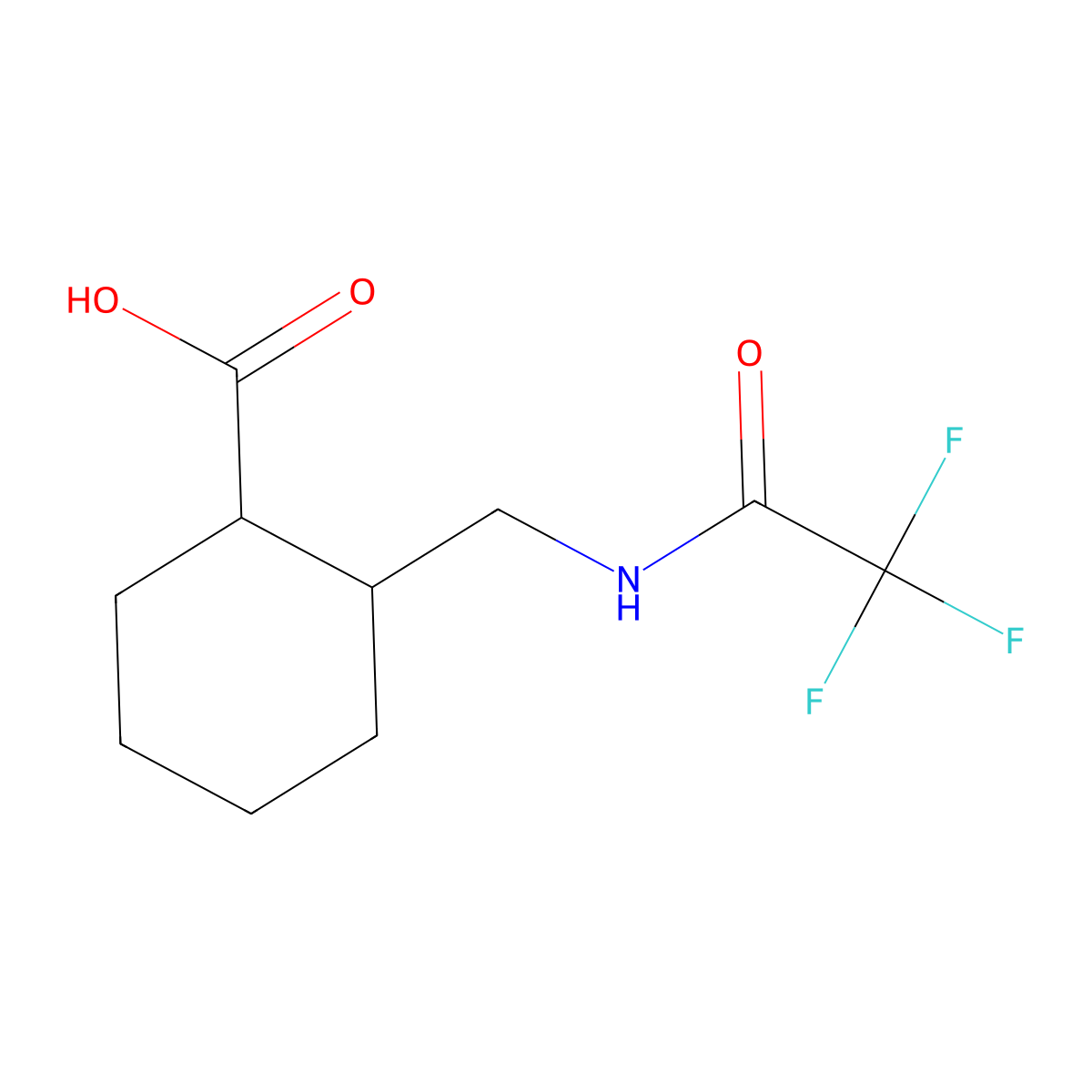 rac-(1R,2S)-2-[(trifluoroacetamido)methyl]cyclohexane-1-carboxylic acid molecular structure, CAS 1898703-56-4