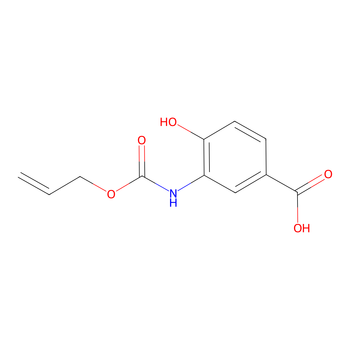 4-Hydroxy-3-{[(prop-2-en-1-yloxy)carbonyl]amino}benzoic acid molecular structure, CAS 1898896-08-6