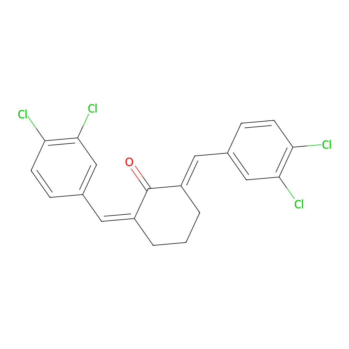 2,6-Bis(3,4-dichlorobenzylidene)cyclohexanone molecular structure, CAS 18989-80-5