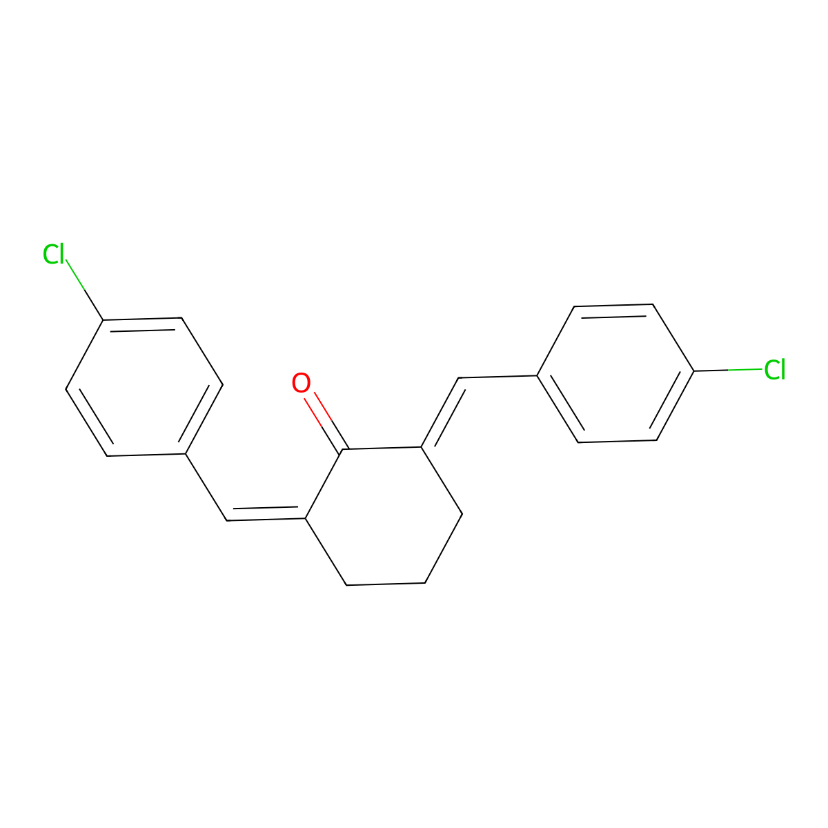 2,6-Bis(4-chlorobenzylidene)cyclohexanone molecular structure, CAS 18989-82-7