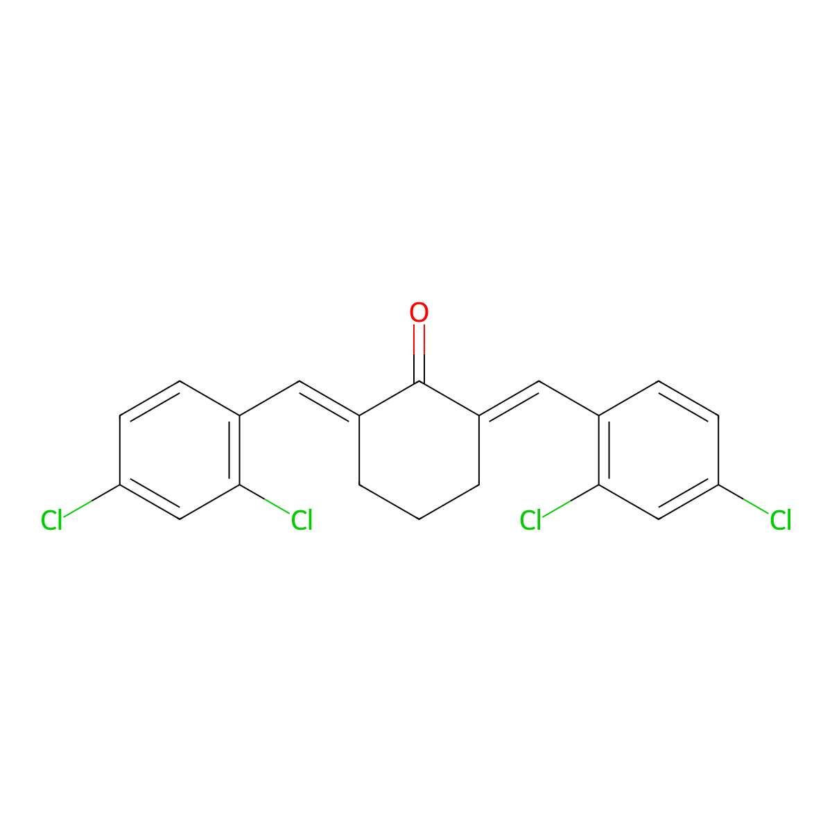 2,6-Bis(2,4-dichlorobenzylidene)cyclohexanone molecular structure, CAS 18989-83-8