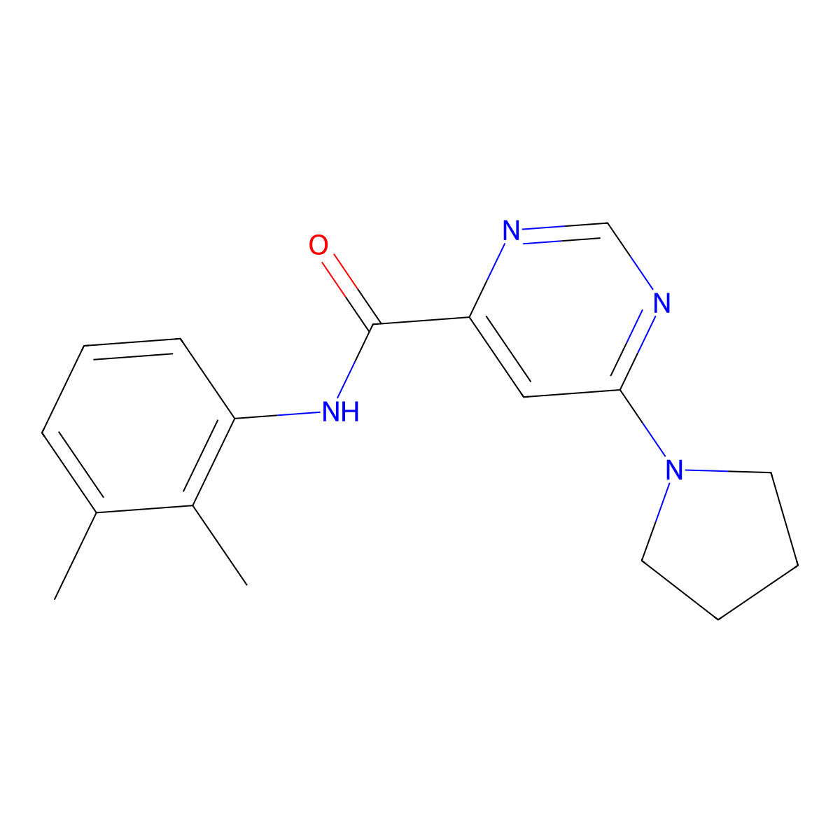 N-(2,3-dimethylphenyl)-6-(pyrrolidin-1-yl)pyrimidine-4-carboxamide molecular structure, CAS 1898923-13-1