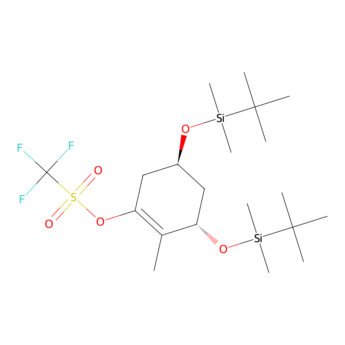 (3S,5S)-3,5-Bis(tert-butyldimethylsilyloxy)-2-methyl-1-cyclohexen-1-ol 1-Trifluoromethanesulfonate molecular structure, CAS 189894-13-1