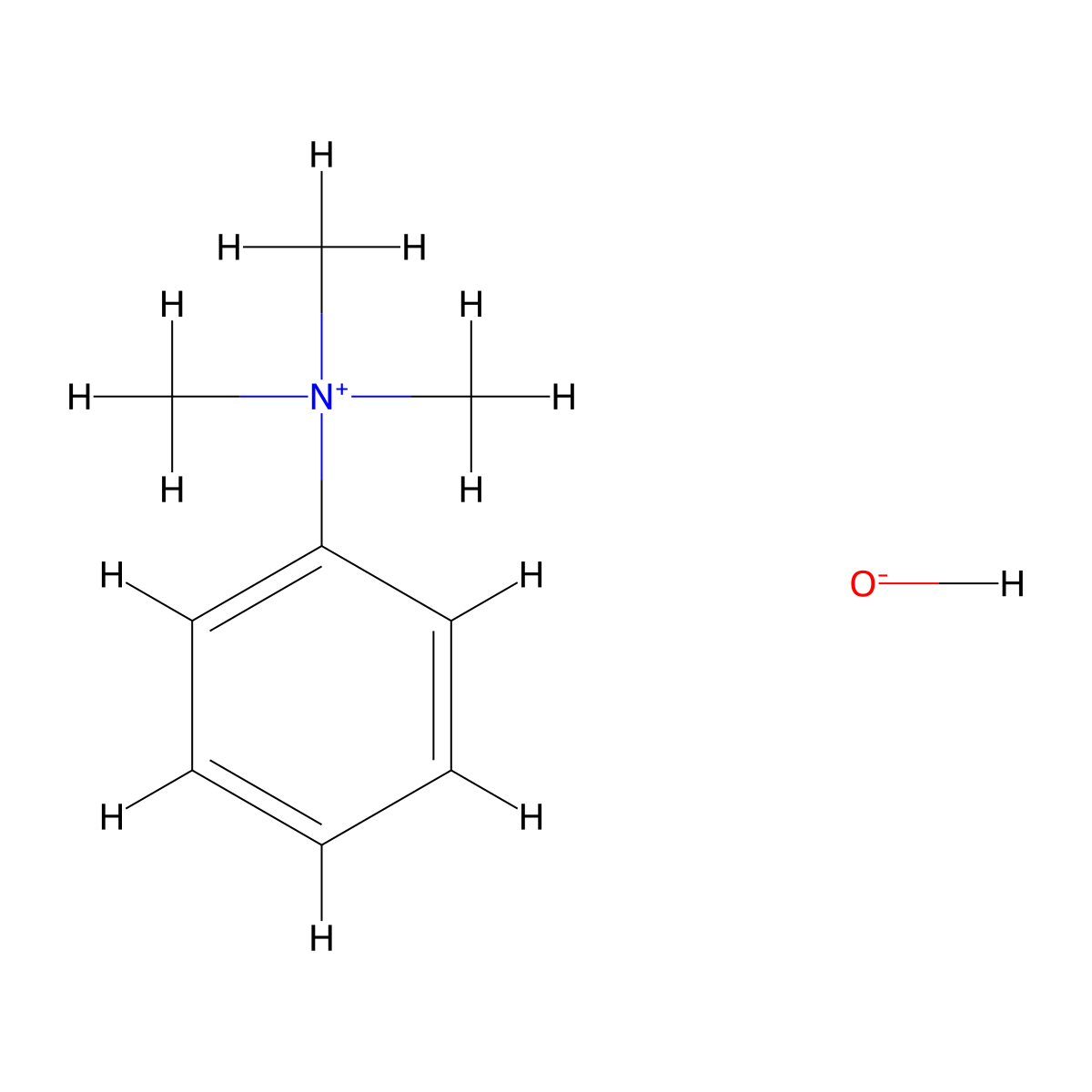 Trimethylphenylammonium hydroxide molecular structure, CAS 1899-02-1