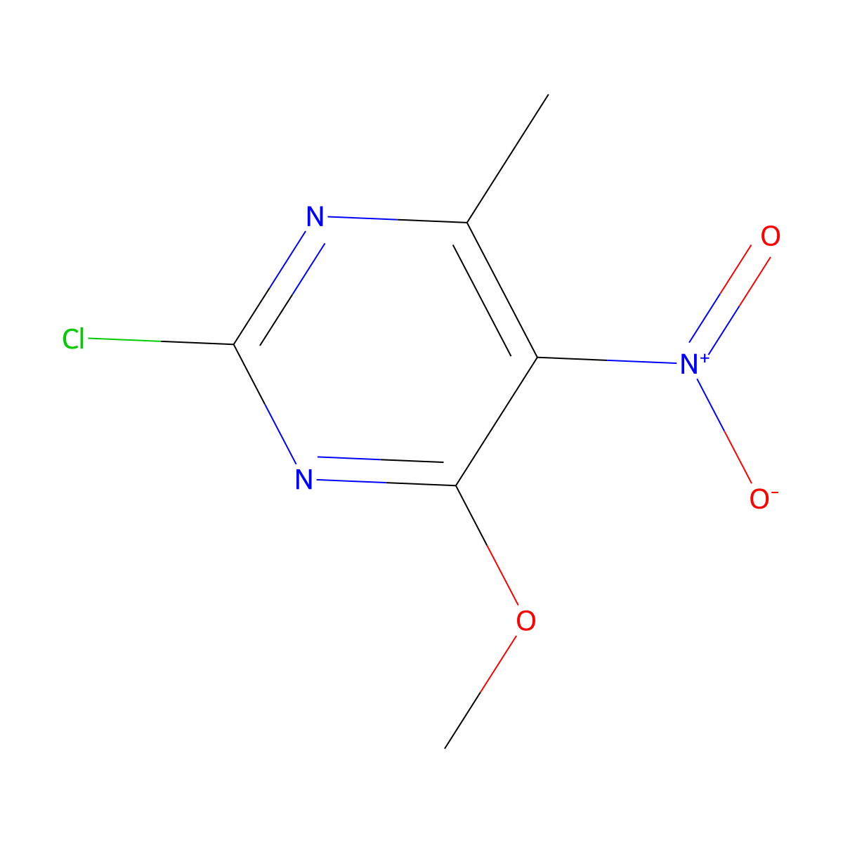 2-Chloro-4-methoxy-6-methyl-5-nitropyrimidine molecular structure, CAS 1899-99-6
