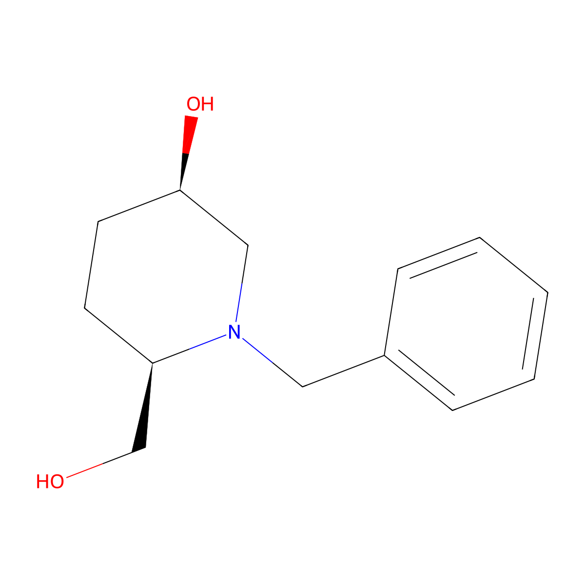 cis-1-Benzyl-6-hydroxymethyl-piperidin-3-ol molecular structure, CAS 1899045-48-7