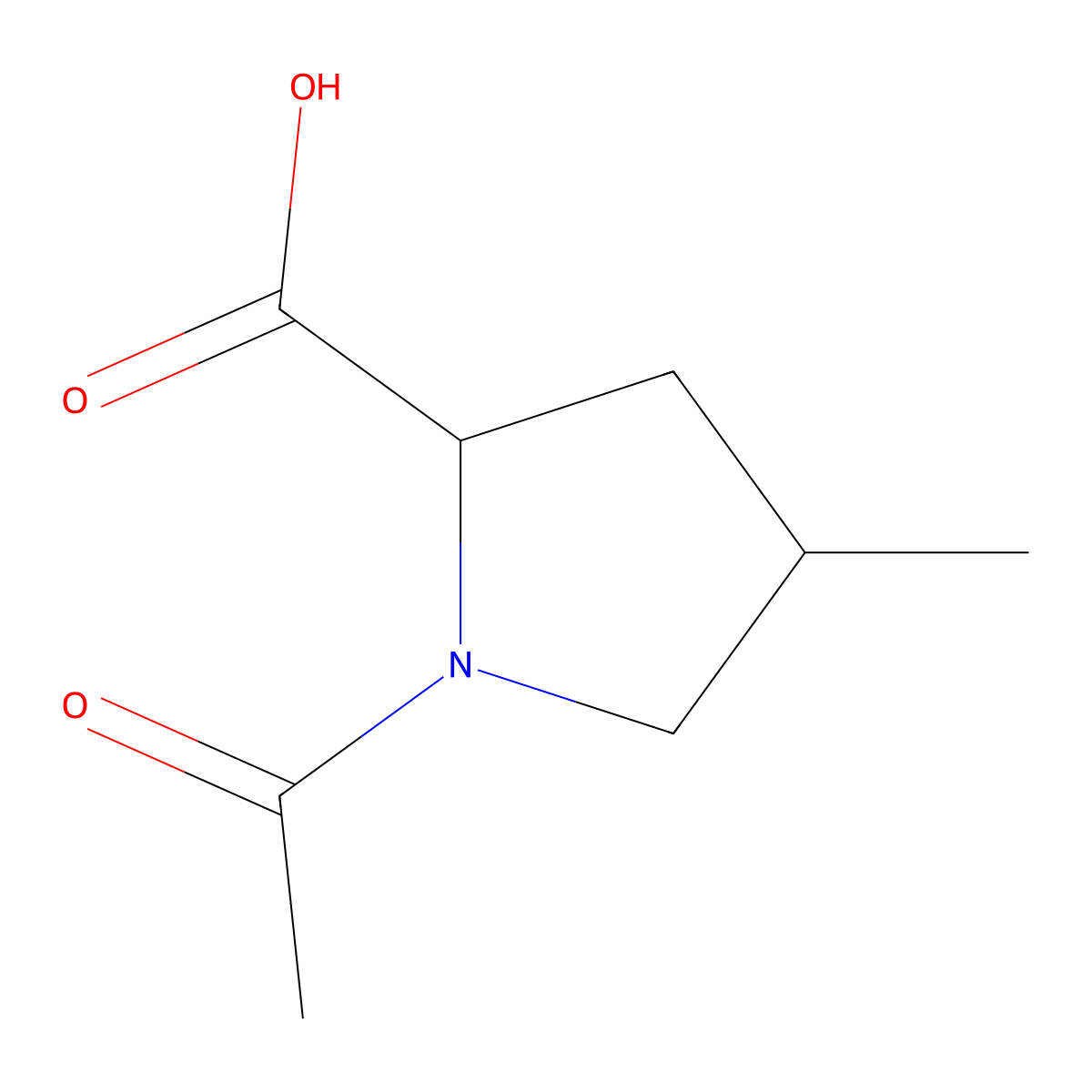 (2S,4R)-1-acetyl-4-methylpyrrolidine-2-carboxylic acid molecular structure, CAS 1899099-21-8