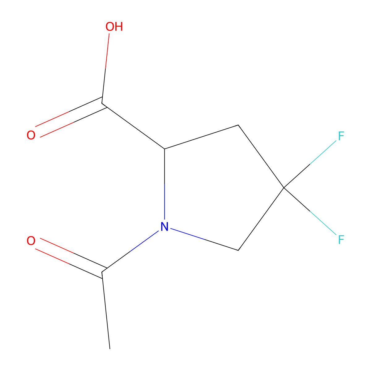 (2S)-1-acetyl-4,4-difluoropyrrolidine-2-carboxylic acid molecular structure, CAS 1899099-22-9