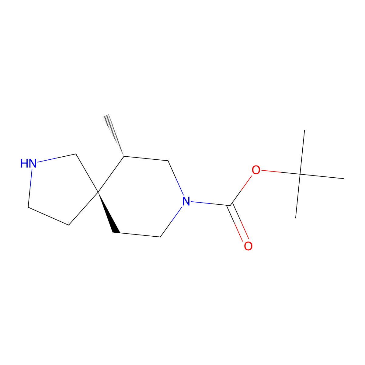 tert-butyl rel-(5R,6S)-6-methyl-2,8-diazaspiro[4.5]decane-8-carboxylate molecular structure, CAS 1899102-26-1