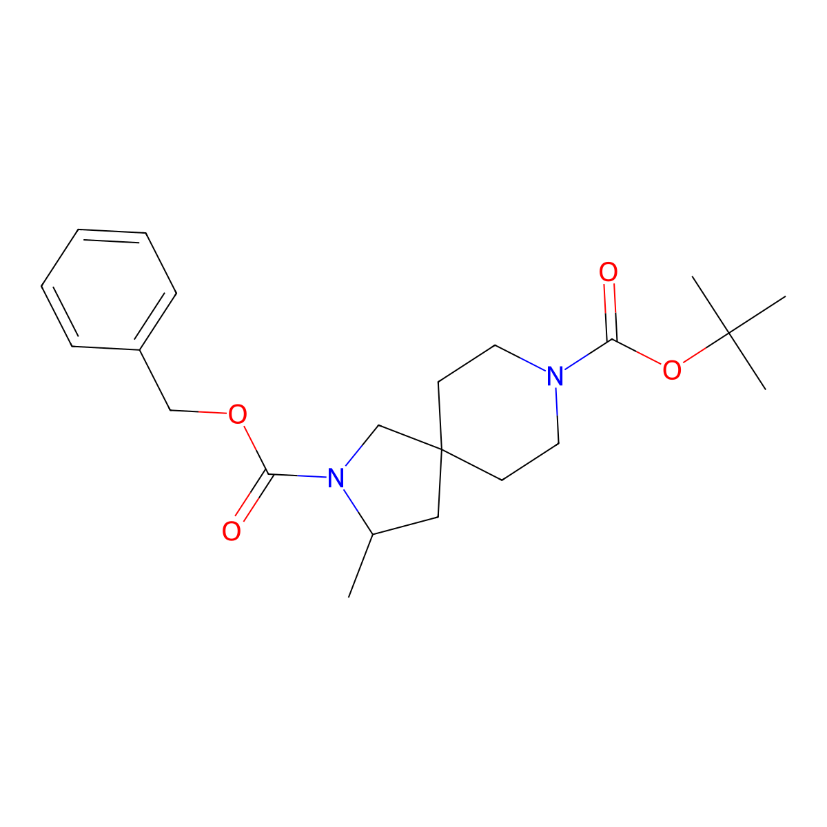 2-Benzyl 8-tert-butyl 3-methyl-2,8-diazaspiro[4.5]decane-2,8-dicarboxylate molecular structure, CAS 1899102-36-3
