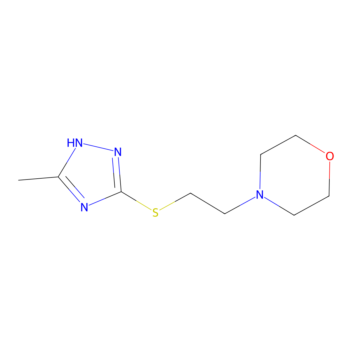 4-{2-[(5-methyl-4H-1,2,4-triazol-3-yl)sulfanyl]ethyl}morpholine molecular structure, CAS 1899320-44-5