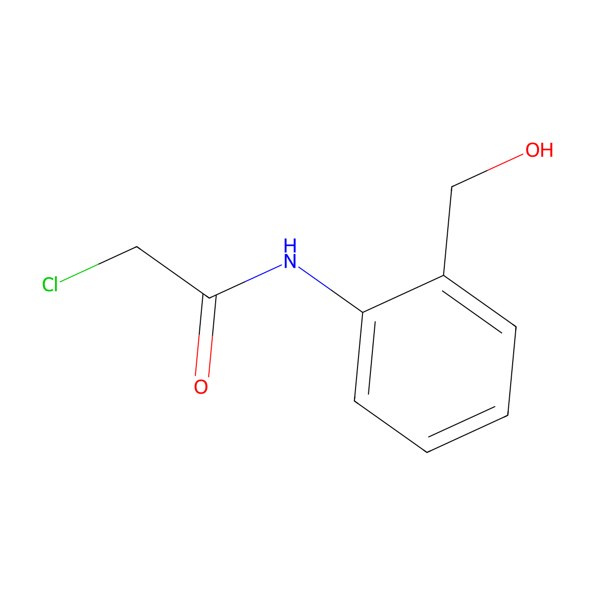 2-chloro-N-(2-(hydroxymethyl)phenyl)acetamide molecular structure, CAS 189940-09-8