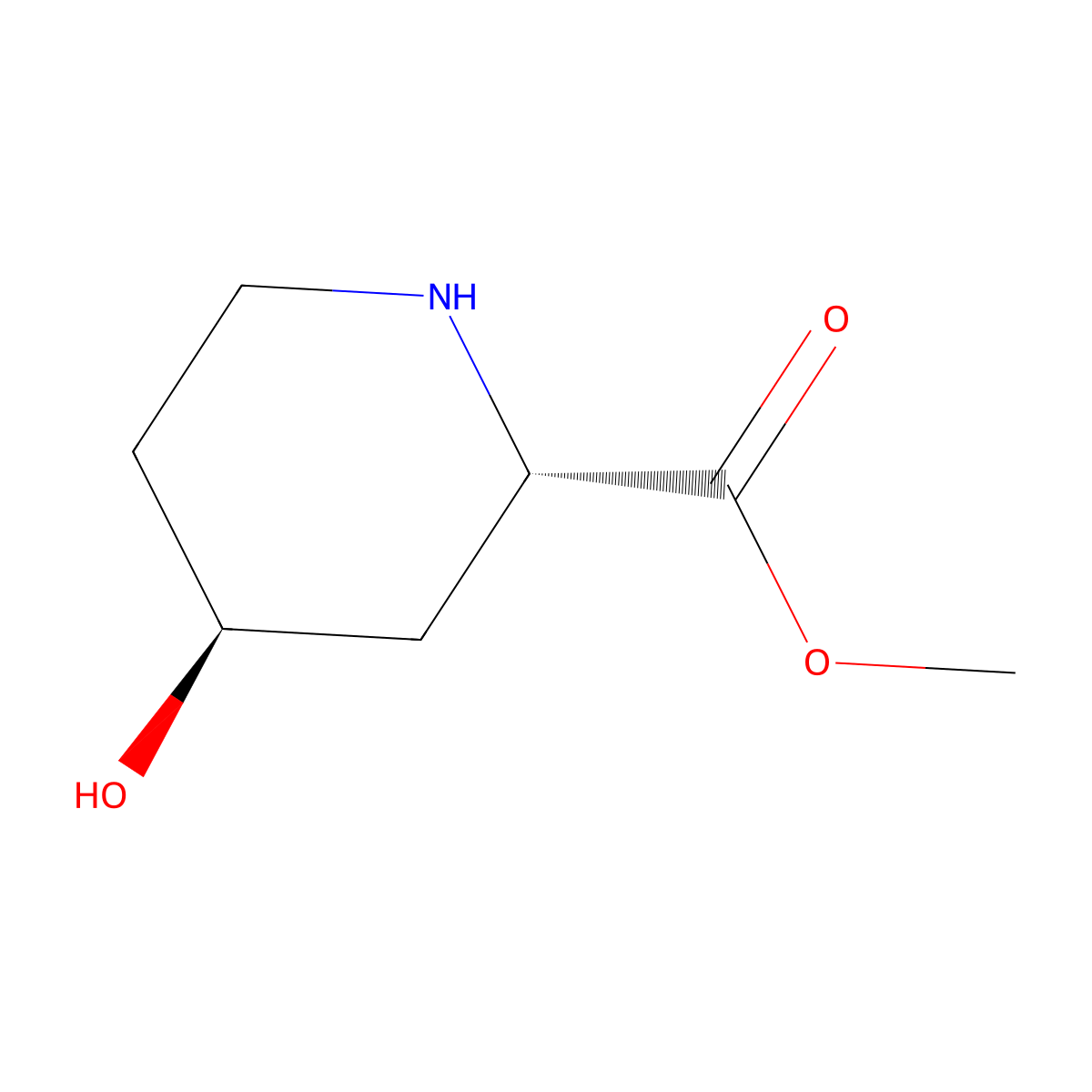 Methyl (2S,4S)-4-hydroxypiperidine-2-carboxylate molecular structure, CAS 189952-45-2