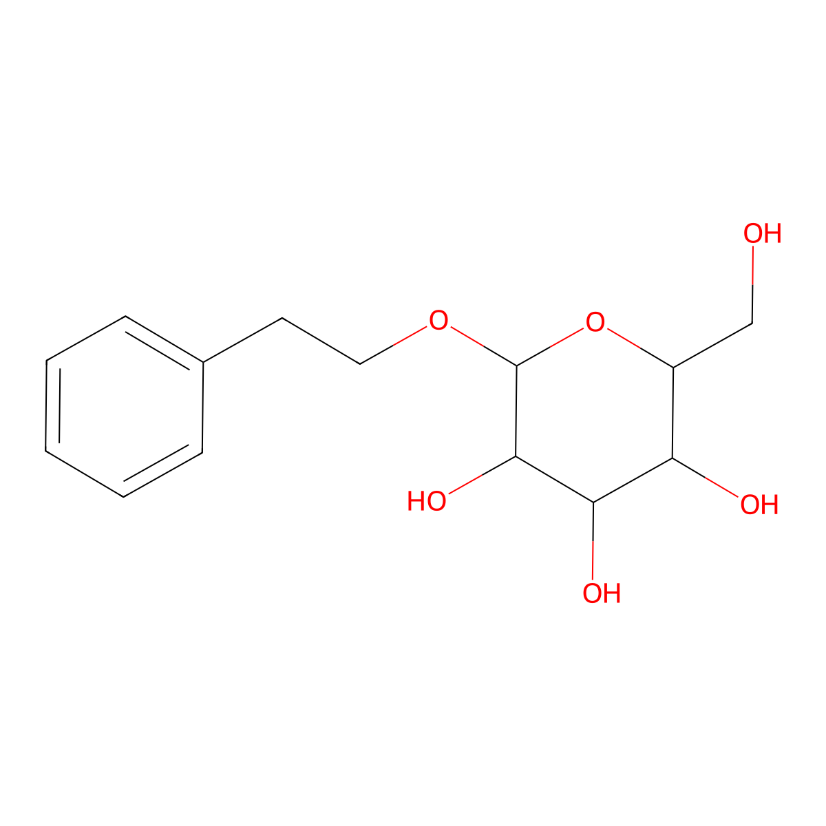 Phenylethyl beta-D-glucopyranoside molecular structure, CAS 18997-54-1