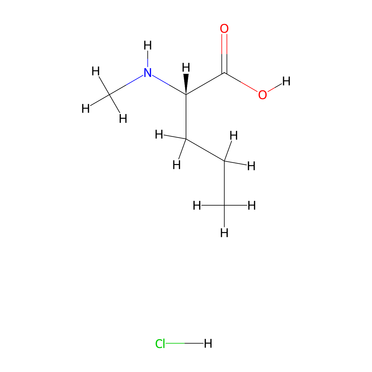 (S)-2-(Methylamino)pentanoic acid hydrochloride molecular structure, CAS 1899809-55-2