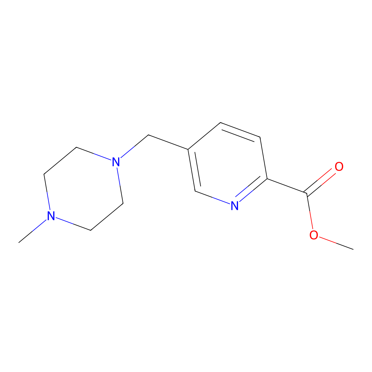 Methyl 5-((4-methylpiperazin-1-yl)methyl)pyridine-2-carboxylate molecular structure, CAS 1899832-30-4