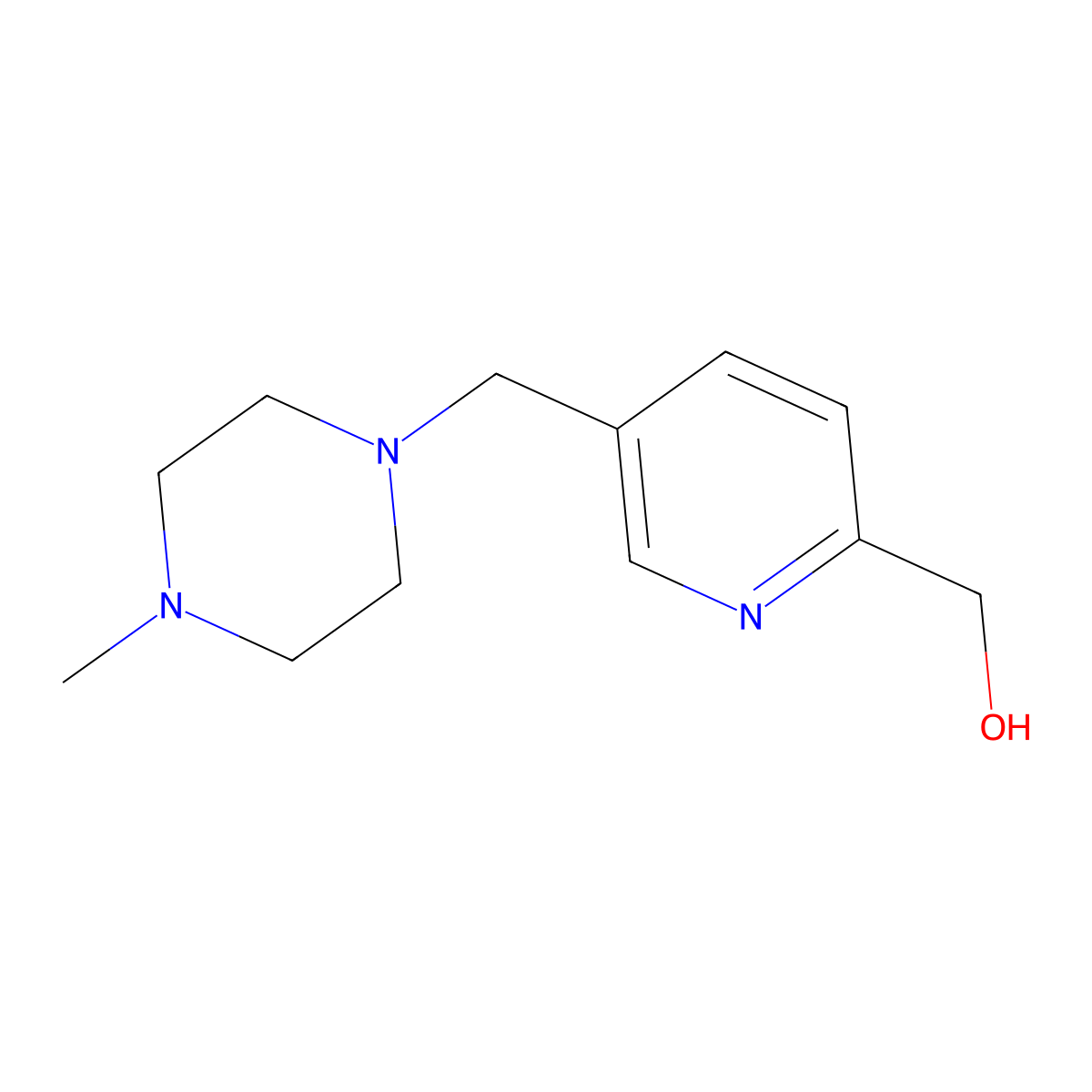 (5-((4-Methylpiperazin-1-YL)methyl)pyridin-2-YL)methanol molecular structure, CAS 1899832-31-5