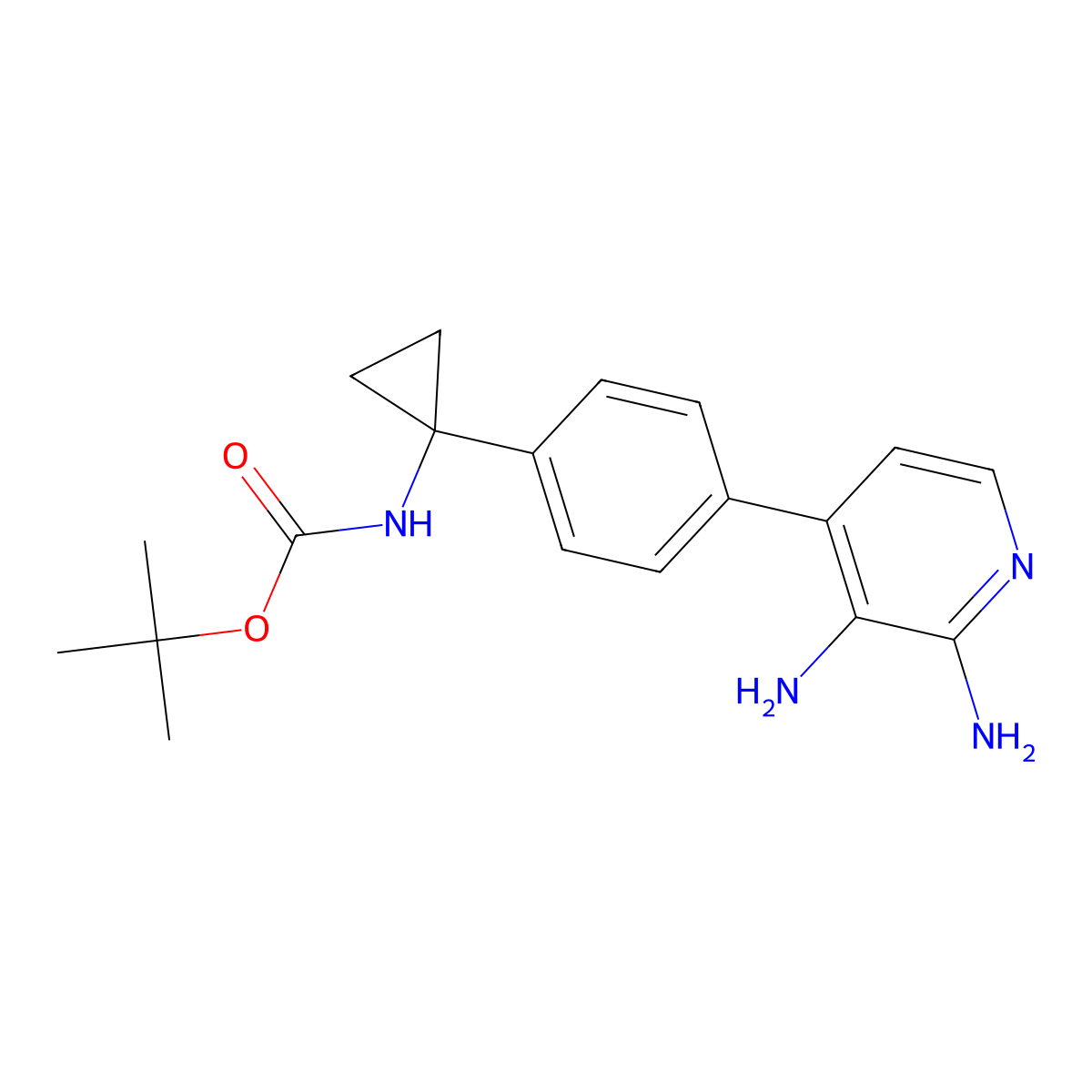 Tert-butyl (1-(4-(2,3-diaminopyridin-4-yl)phenyl)cyclopropyl)carbamate molecular structure, CAS 1899832-51-9