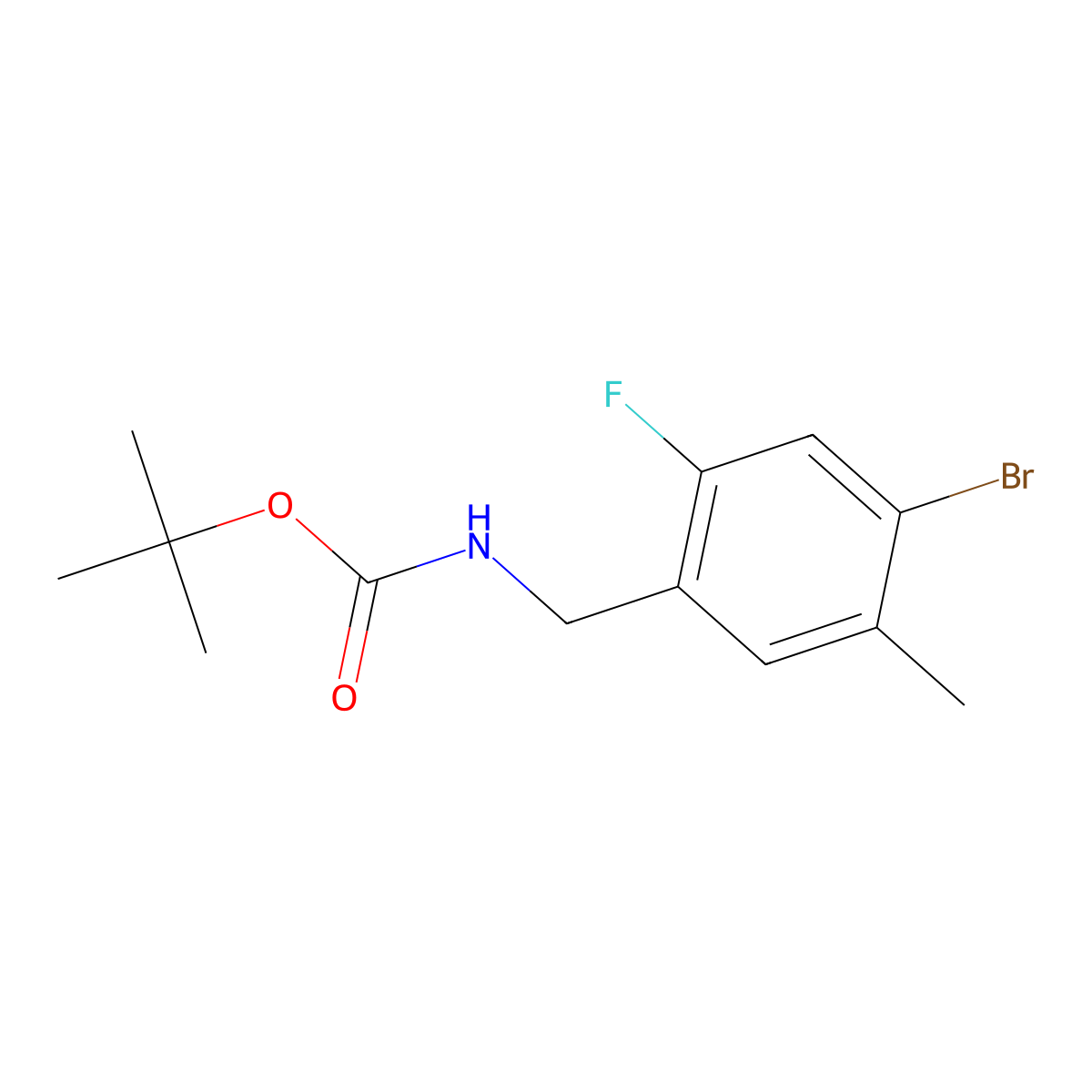 Tert-butyl 4-bromo-2-fluoro-5-methylbenzylcarbamate molecular structure, CAS 1899833-39-6