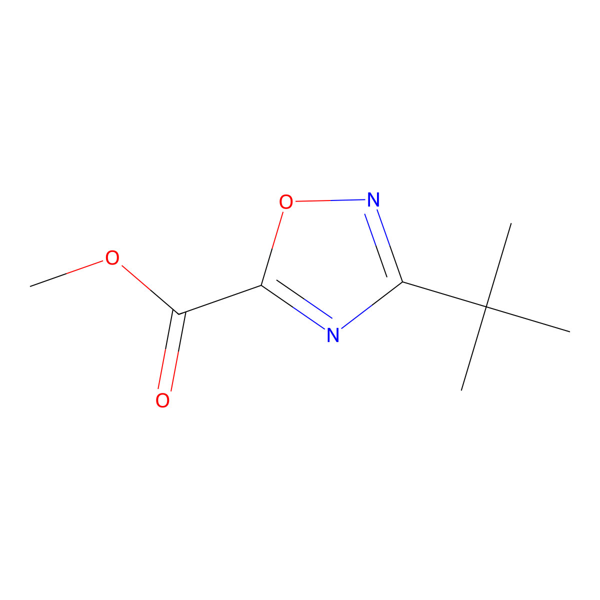Methyl 3-(tert-butyl)-1,2,4-oxadiazole-5-carboxylate molecular structure, CAS 1899834-30-0