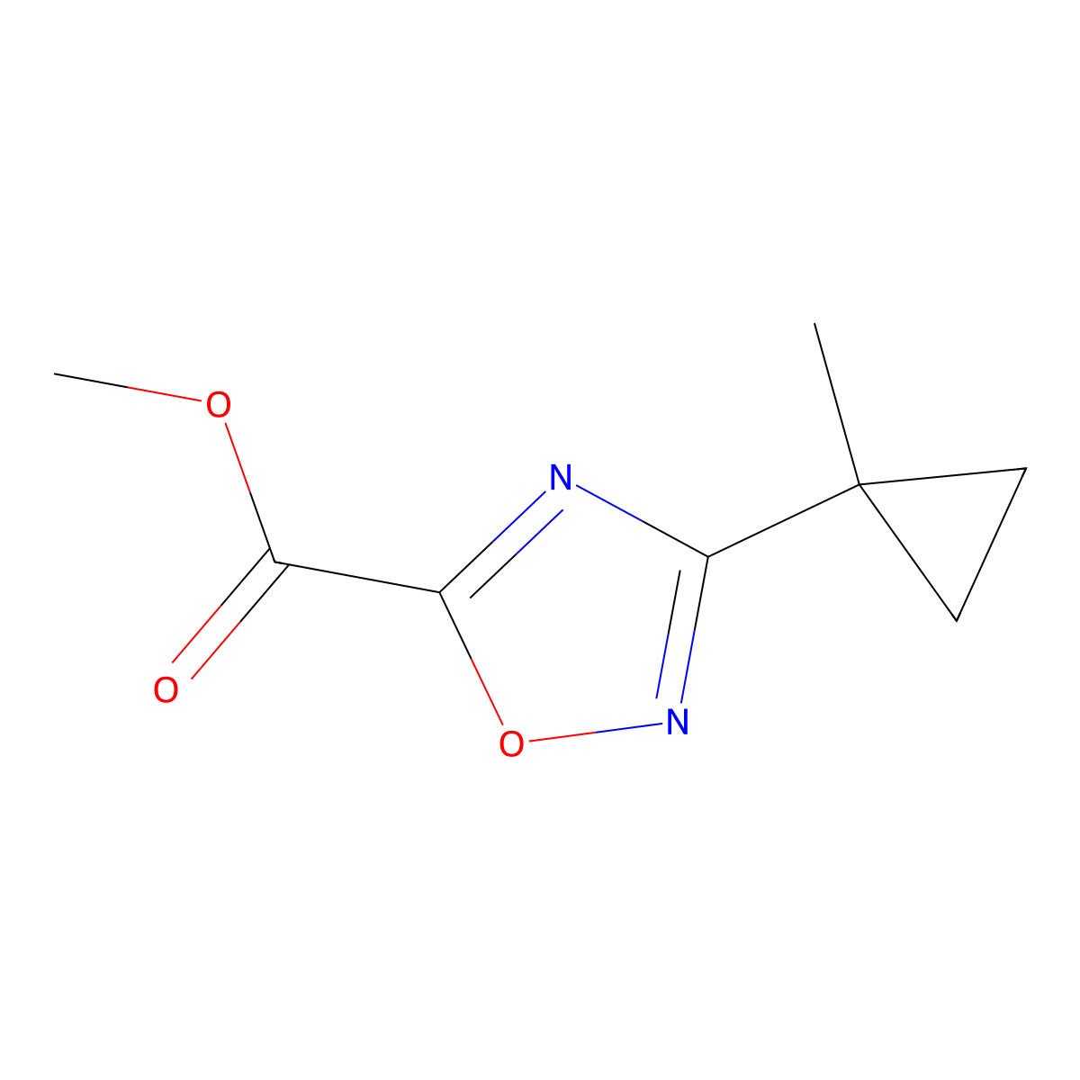 Methyl 3-(1-methylcyclopropyl)-1,2,4-oxadiazole-5-carboxylate molecular structure, CAS 1899834-44-6