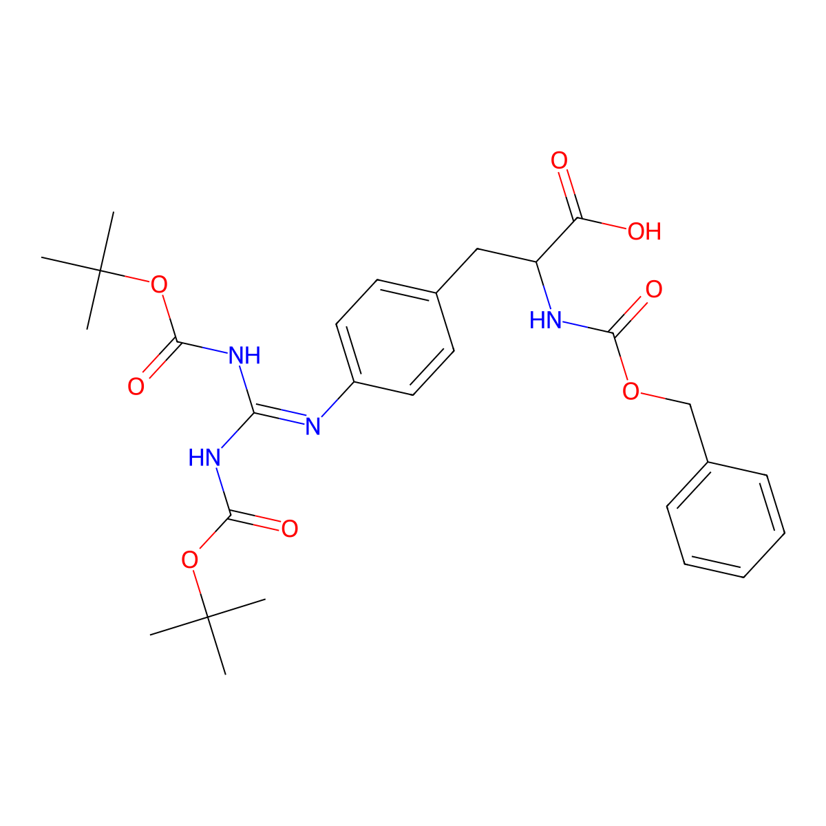 (S)-2-(((Benzyloxy)carbonyl)amino)-3-(4-((2,2,10,10-tetramethyl-4,8-dioxo-3,9-dioxa-5,7-diazaundecan-6-ylidene)amino)phenyl)propanoic acid molecular structure, CAS 1899839-82-7