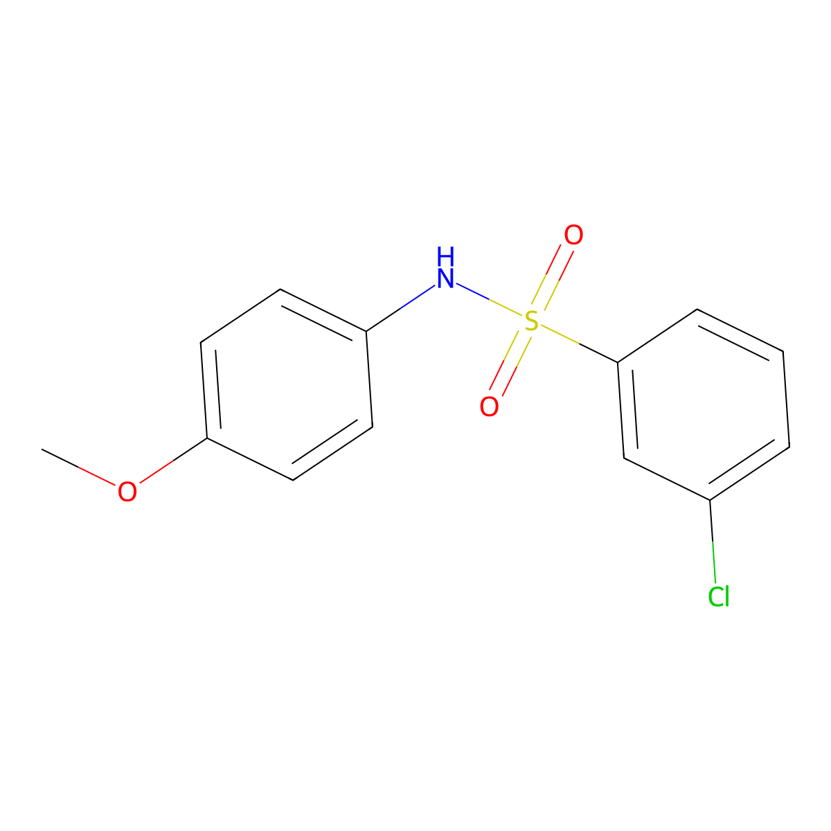 3-chloro-N-(4-methoxyphenyl)benzenesulfonamide molecular structure, CAS 18999-20-7