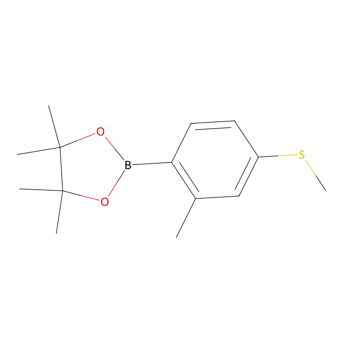 2-Methyl-4-methylthiophenylboronic acid pinacol ester molecular structure, CAS 1899905-99-7