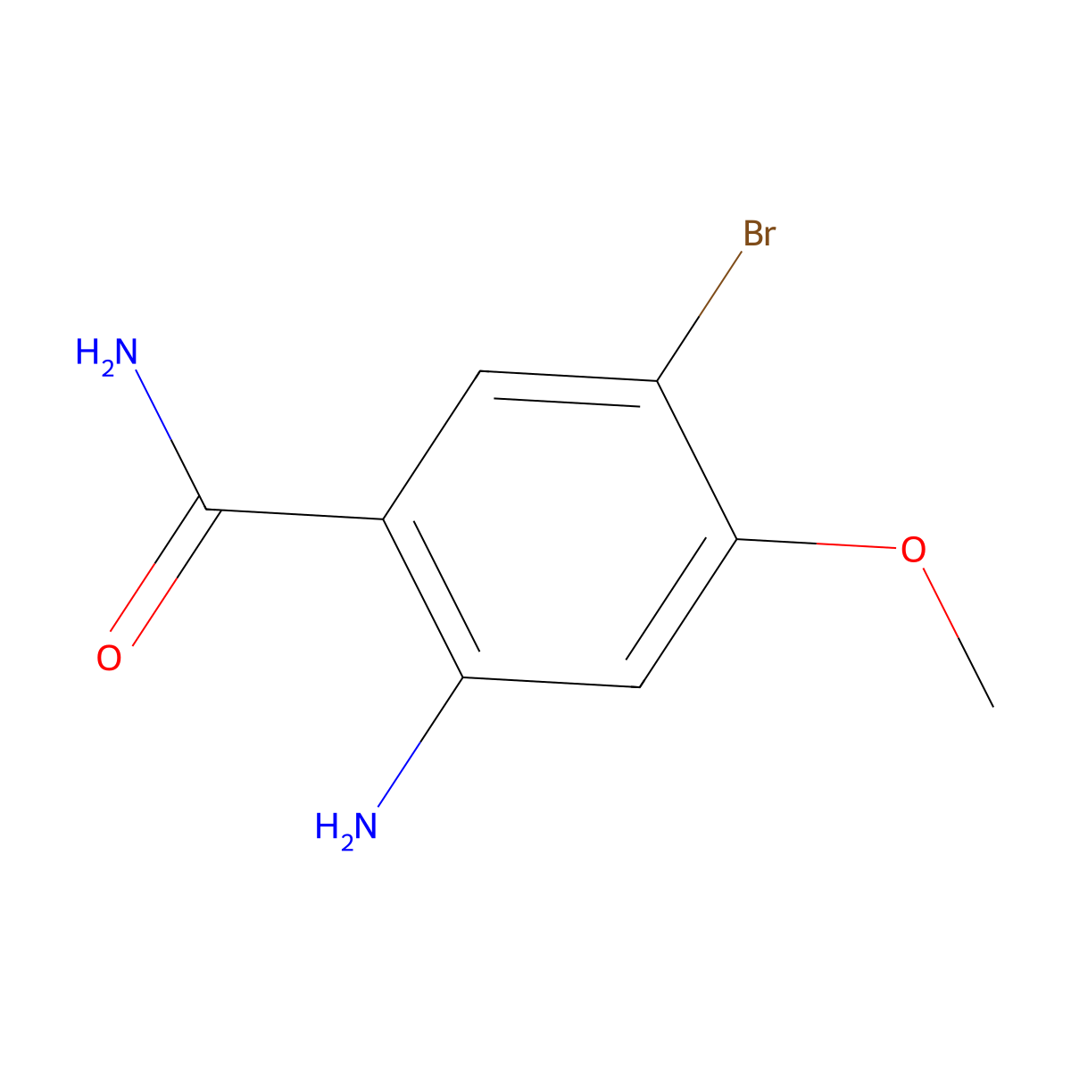 2-Amino-5-bromo-4-methoxybenzamide molecular structure, CAS 1899911-01-3