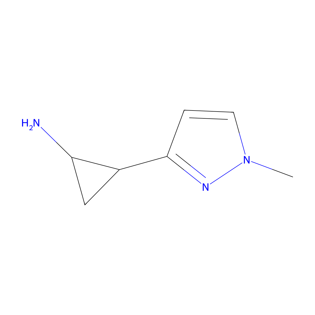 rac-(1R,2R)-2-(1-methyl-1H-pyrazol-3-yl)cyclopropan-1-amine molecular structure, CAS 1899946-26-9