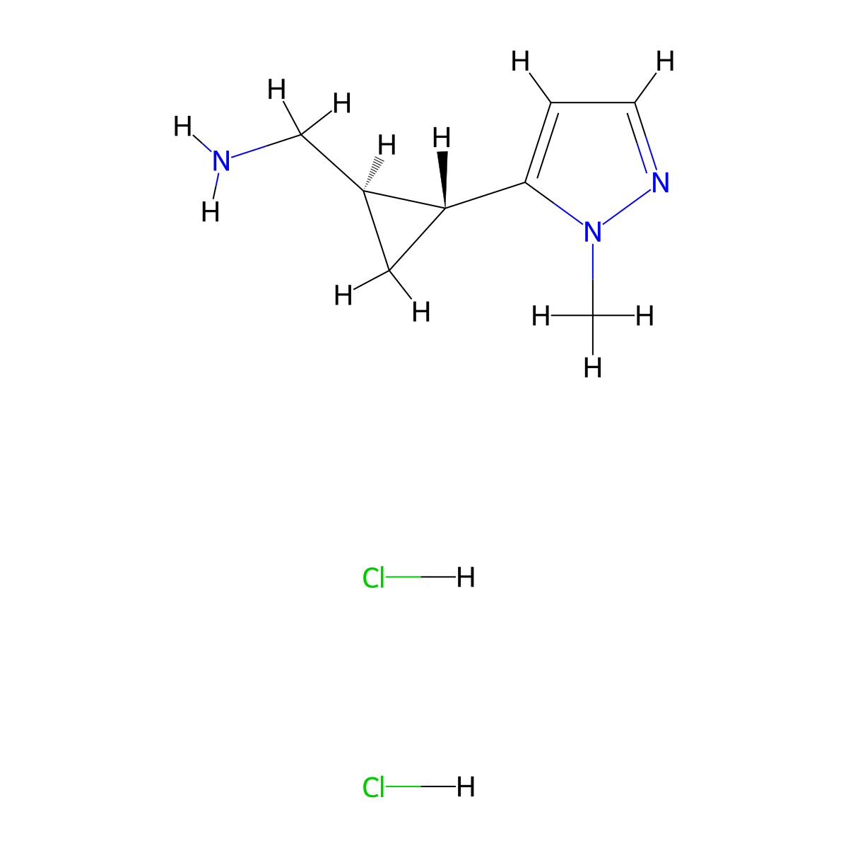 trans-[2-(1-Methyl-1h-pyrazol-5-yl)cyclopropyl]methanamine dihydrochloride molecular structure, CAS 1899946-40-7