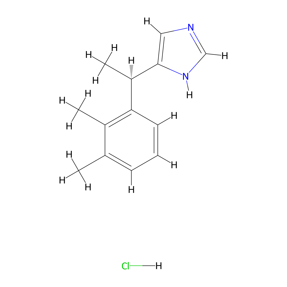 Levomedetomidine hydrochloride molecular structure, CAS 190000-46-5