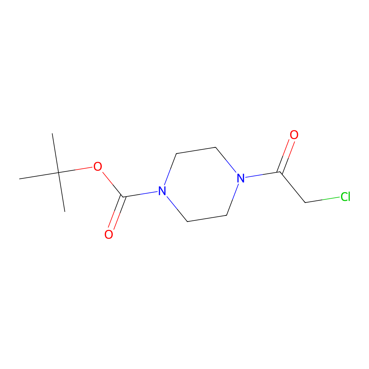 Tert-butyl 4-(2-chloroacetyl)piperazine-1-carboxylate molecular structure, CAS 190001-40-2