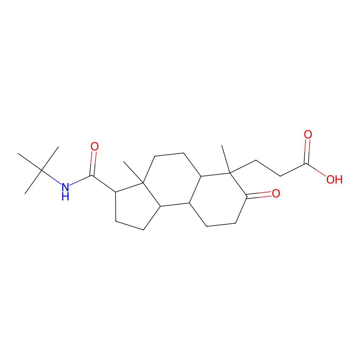 (3S,3aS,5aS,6R,9aS,9bS)-3-[[(1,1-Dimethylethyl)amino]carbonyl]dodecahydro-3a,6-dimethyl-7-oxo-1H-benz[e]indene-6-propanoic Acid molecular structure, CAS 190006-01-0