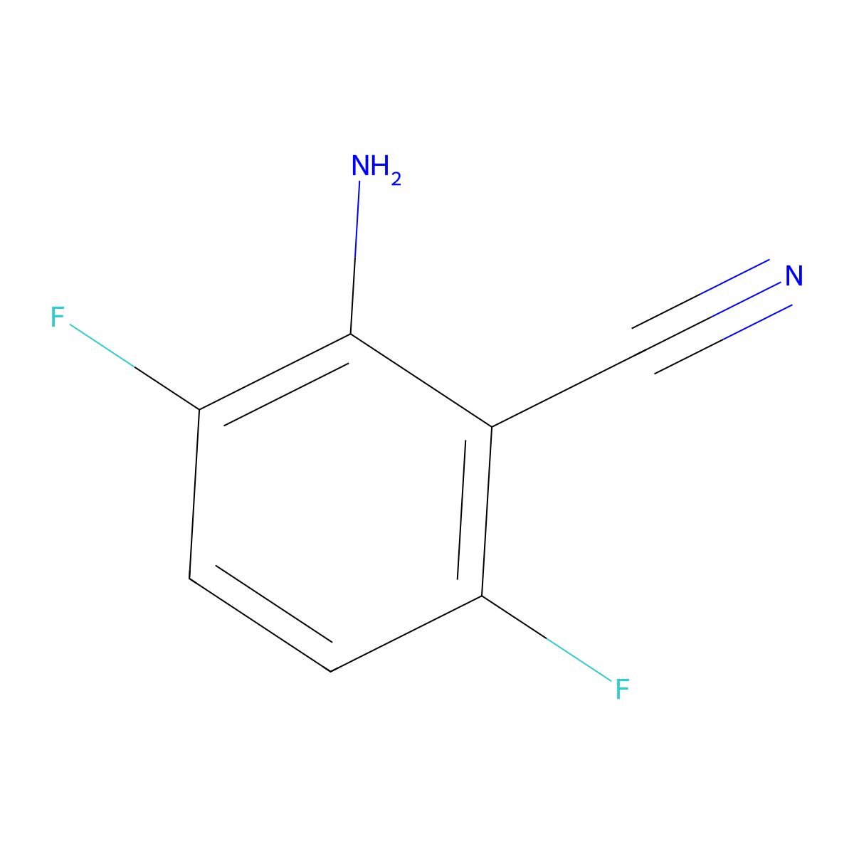 2-Amino-3,6-difluorobenzonitrile molecular structure, CAS 190011-81-5