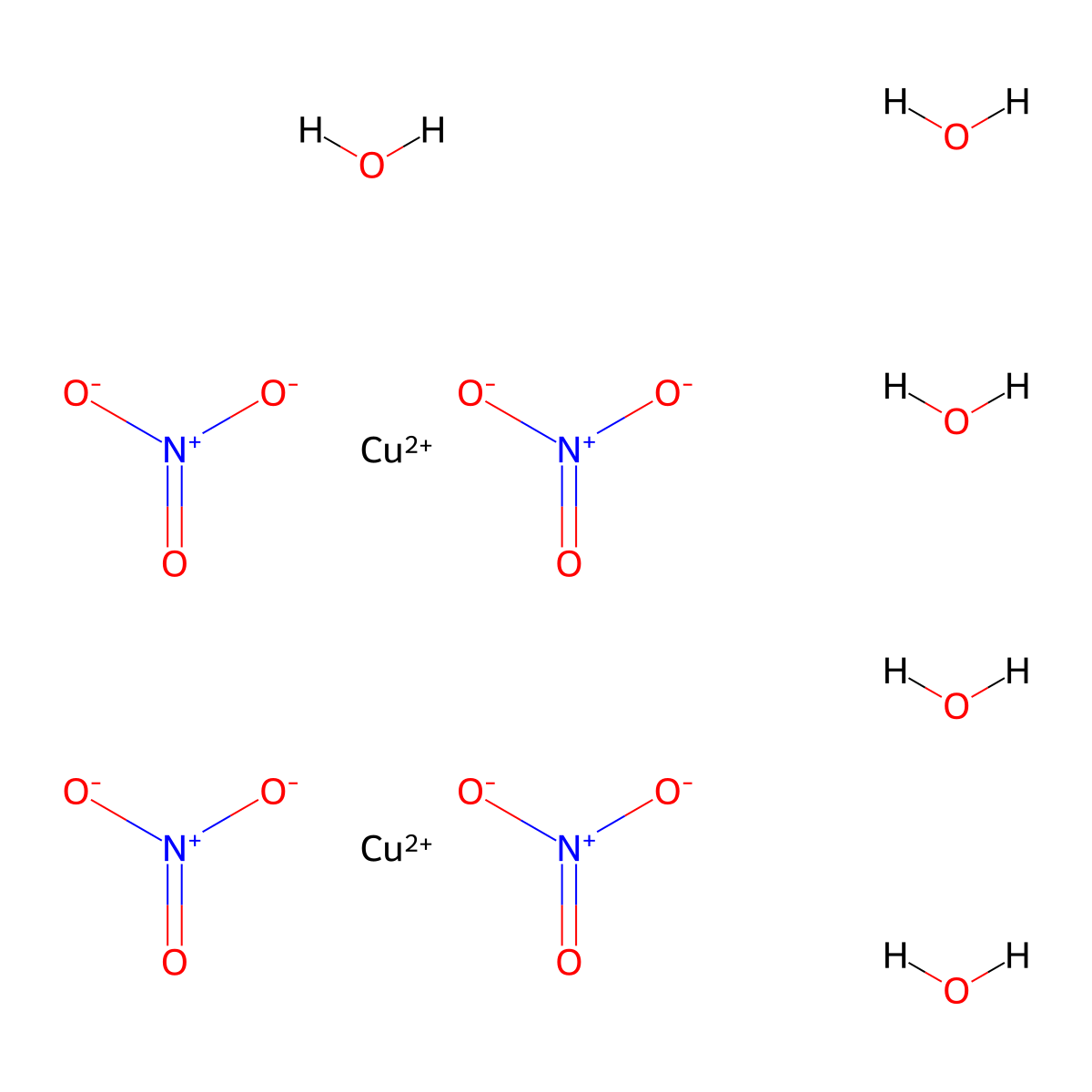 Copper(II) nitrate hemipentahydrate molecular structure, CAS 19004-19-4
