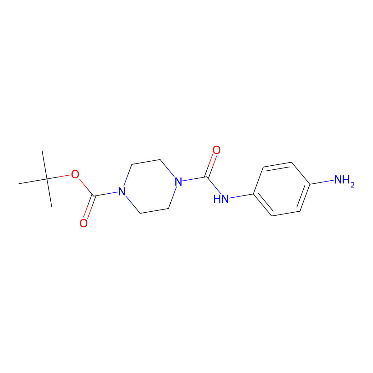 Tert-butyl 4-[(4-aminophenyl)carbamoyl]piperazine-1-carboxylate molecular structure, CAS 1900444-82-7