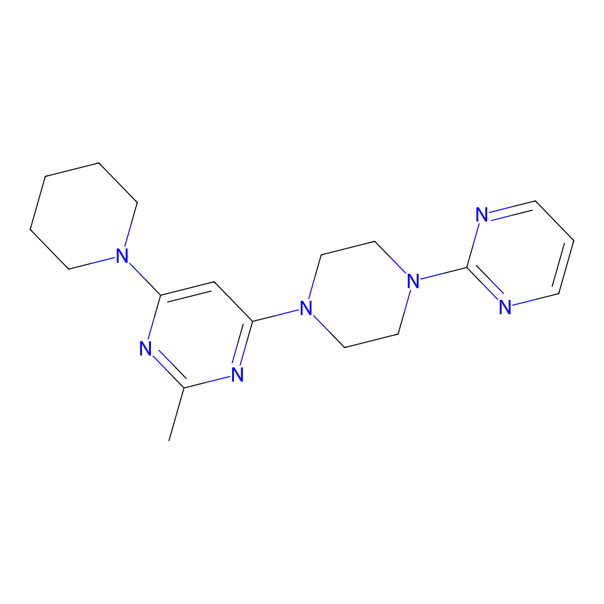2-Methyl-4-(piperidin-1-yl)-6-[4-(pyrimidin-2-yl)piperazin-1-yl]pyrimidine molecular structure, CAS 1900469-44-4
