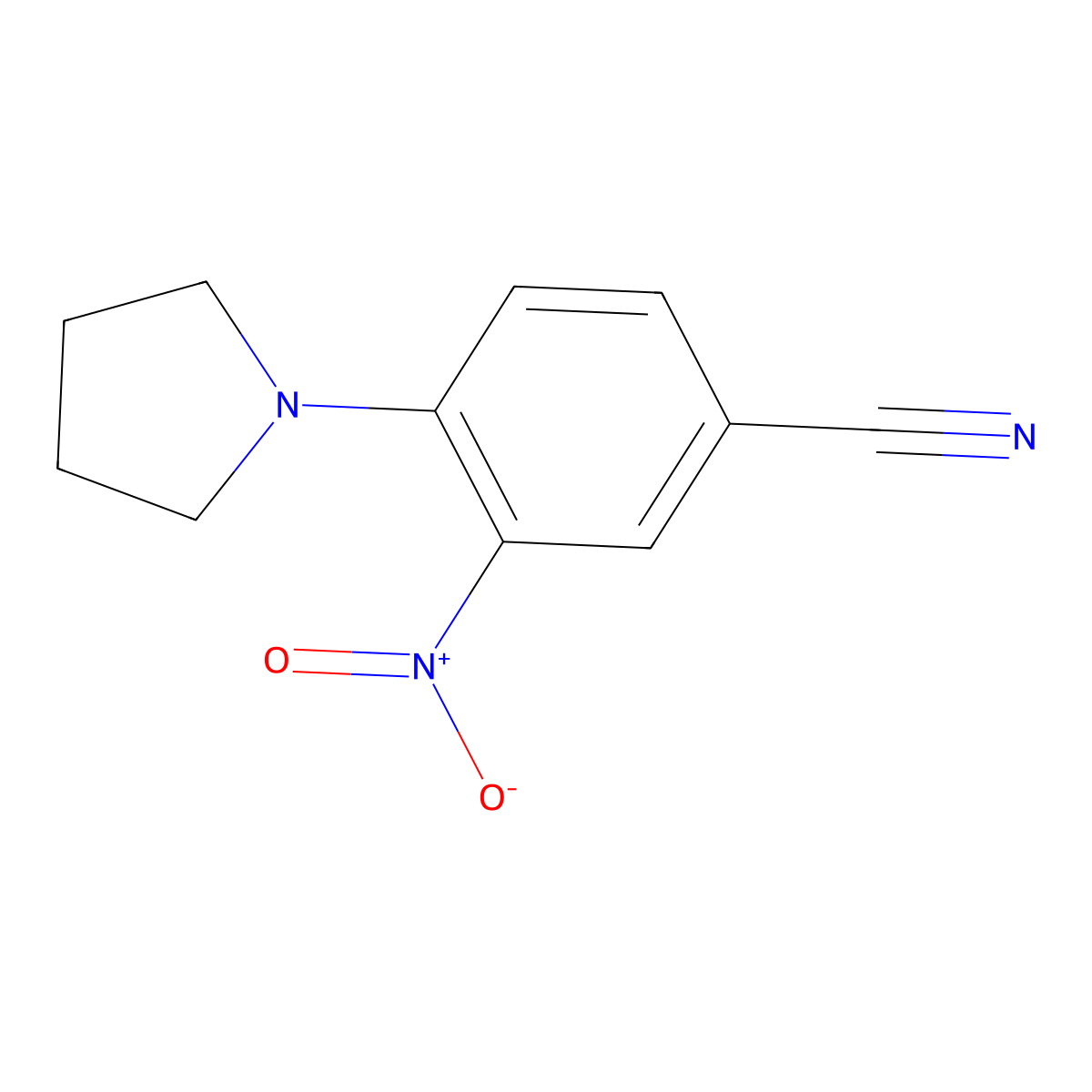 3-Nitro-4-(pyrrolidin-1-yl)benzonitrile molecular structure, CAS 19005-64-2