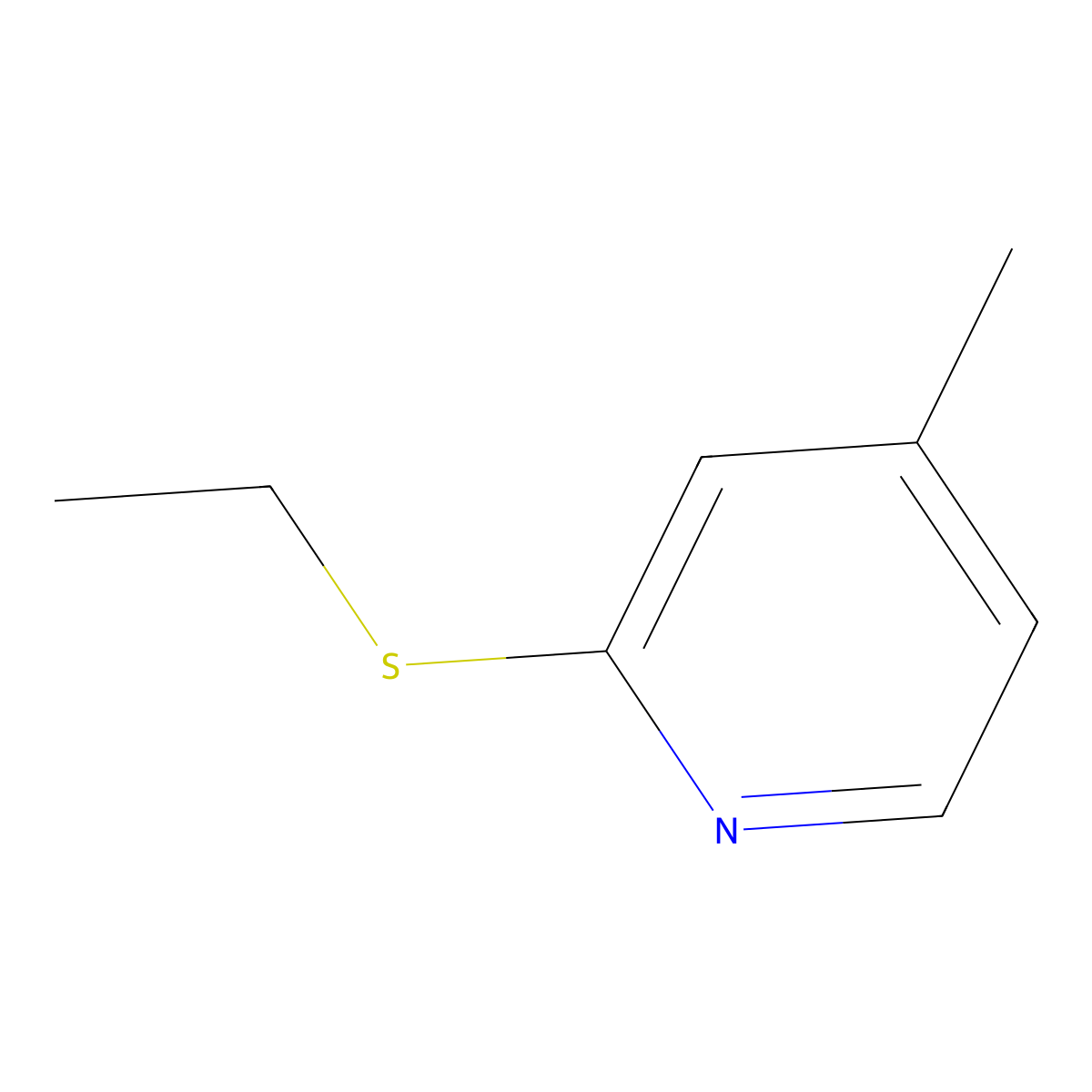 4-Picoline, 2-(ethylthio)- molecular structure, CAS 19006-78-1