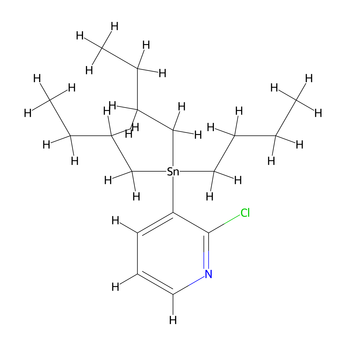 Pyridine, 2-chloro-3-(tributylstannyl)- molecular structure, CAS 190060-73-2