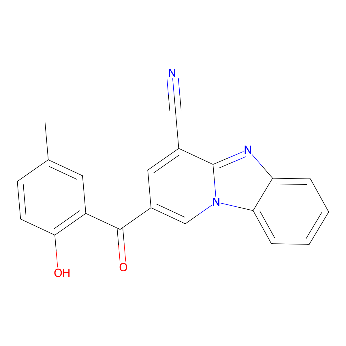2-(2-Hydroxy-5-methylbenzoyl)pyrido[1,2-a][1,3]benzimidazole-4-carbonitrile molecular structure, CAS 190064-62-1