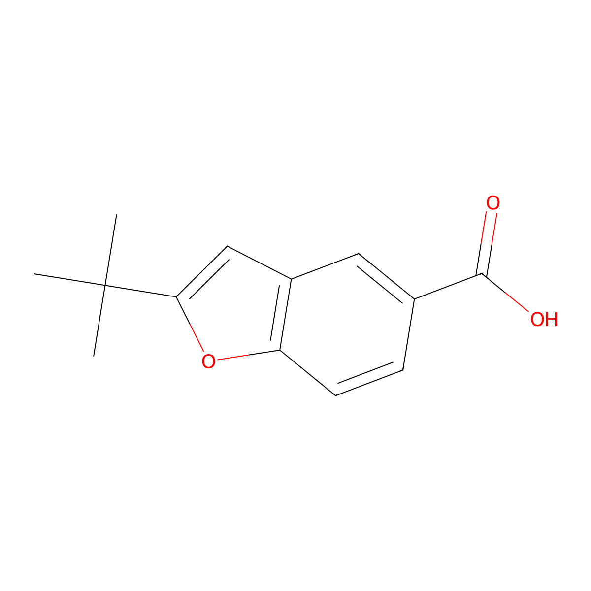 2-Tert-butylbenzofuran-5-carboxylic acid molecular structure, CAS 190067-61-9