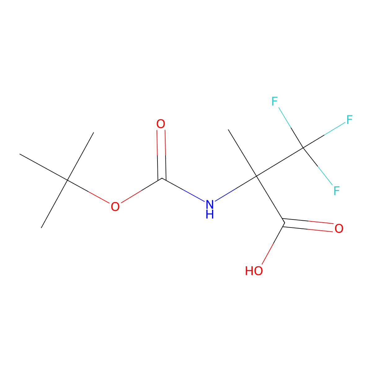 (2S)-2-(((tert-butoxy)carbonyl)amino)-3,3,3-trifluoro-2-methylpropanoic acid molecular structure, CAS 1900683-56-8
