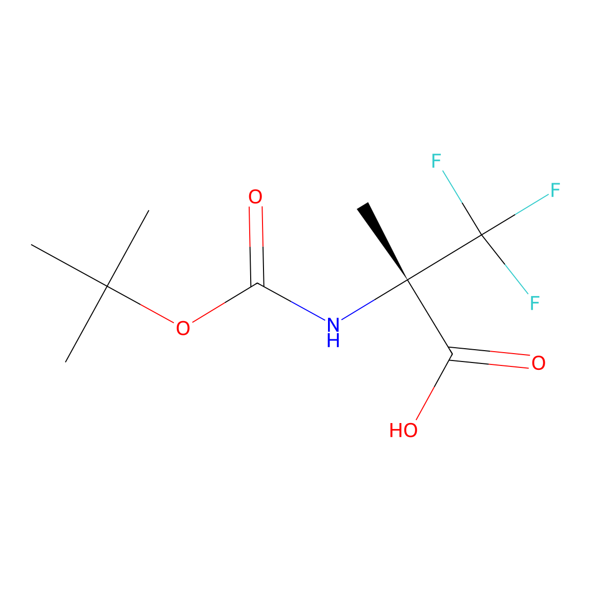 (2S)-2-(((tert-butoxy)carbonyl)amino)-3,3,3-trifluoro-2-methylpropanoic acid molecular structure, CAS 1900683-56-8