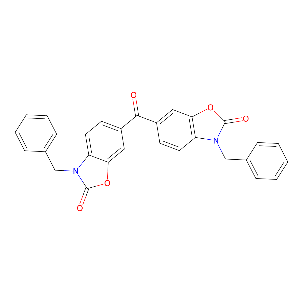 3-Benzyl-6-(3-benzyl-2-oxo-1,3-benzoxazole-6-carbonyl)-1,3-benzoxazol-2-one molecular structure, CAS 190074-19-2